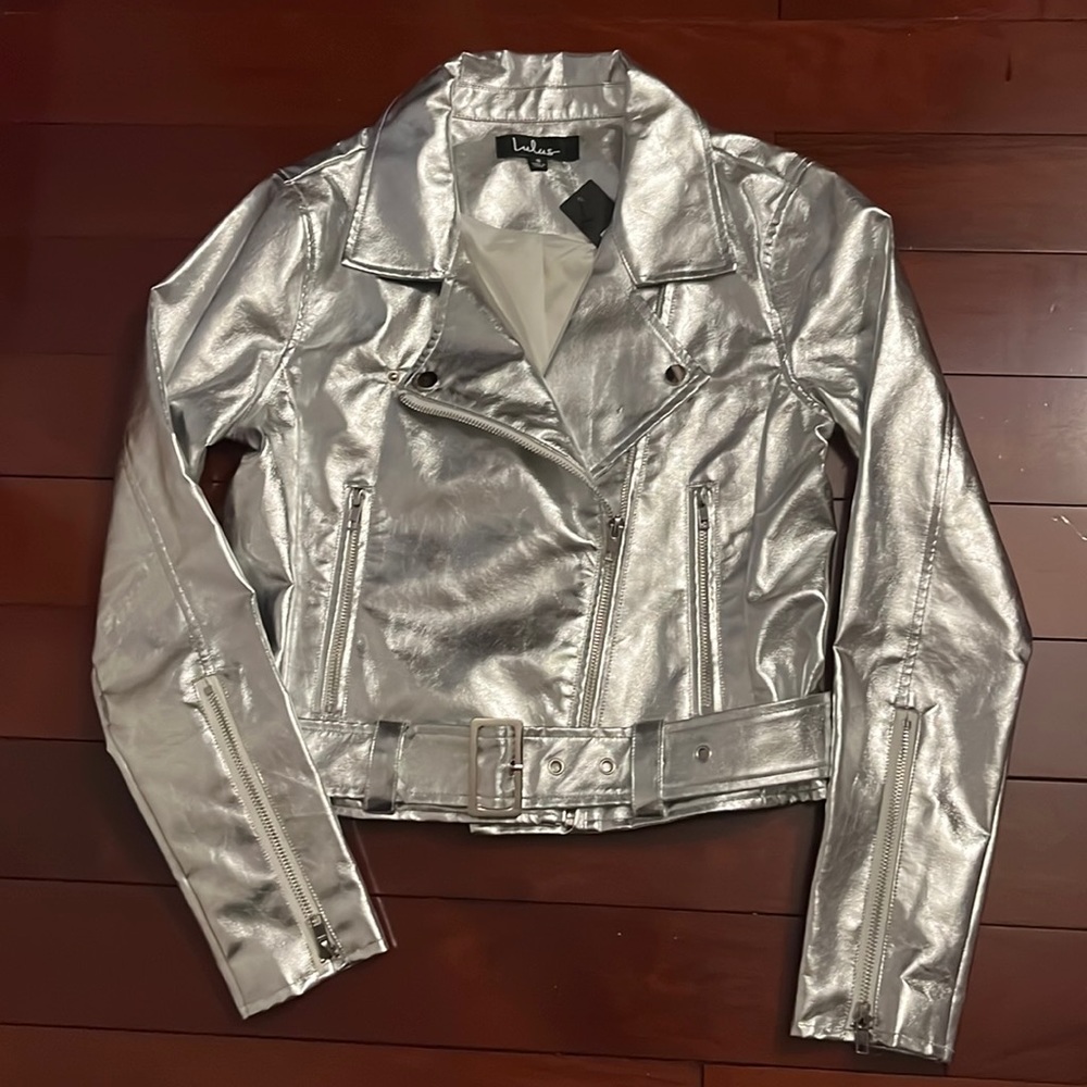 Lulus Metallic Moto Jacket Size Small Festival Wear NWT